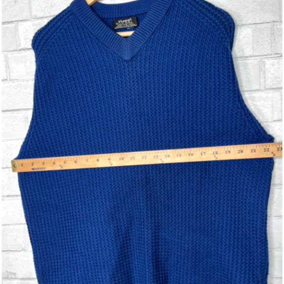 Huckberry Vintage XL 100% Wool Luxury Waffle Knit Fisherman Ski Sweater Blue - Picture 5 of 6